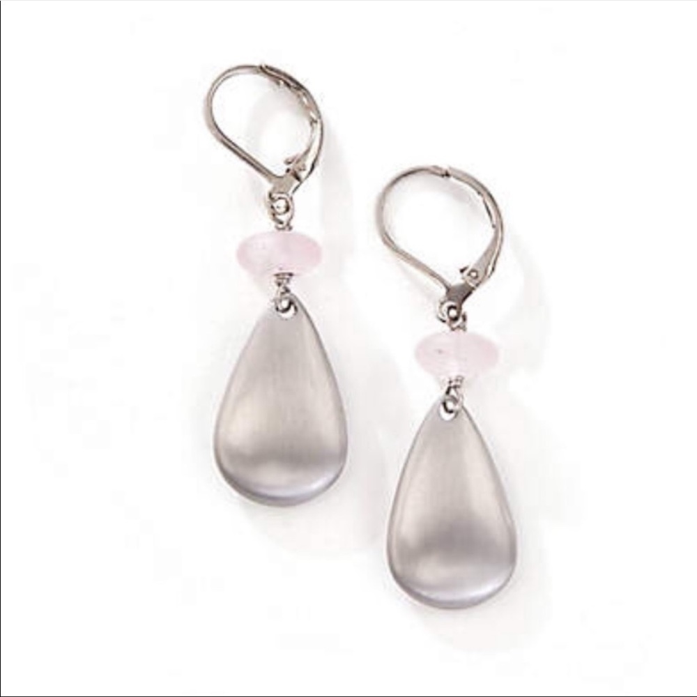 J.Jill Pure jill rose quartz droplet earring size 1.75”